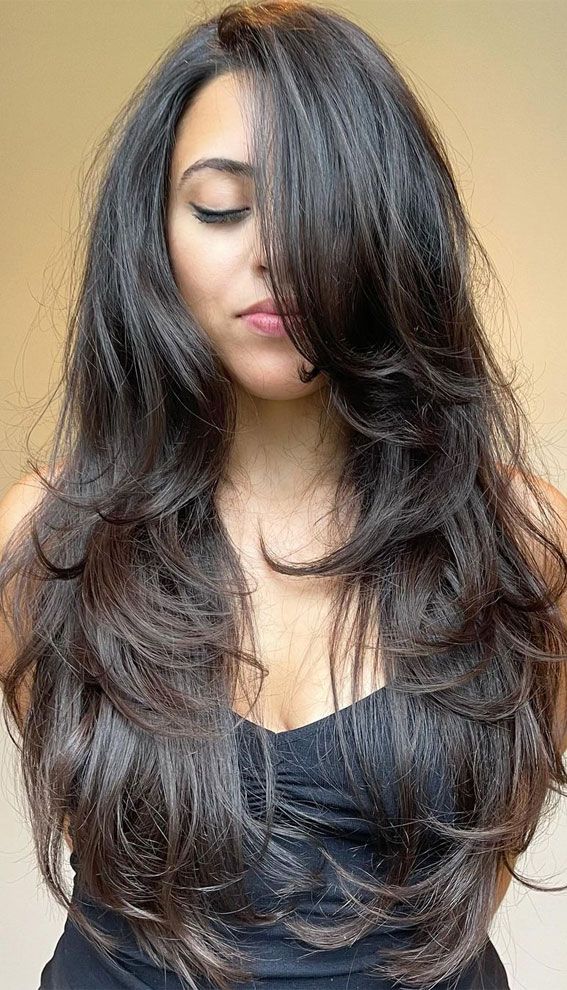 Grown Out Layers, Nose Ideas, New Long Hairstyles, Layered Thick Hair, Side Part Haircut, Haircuts For Long Hair With Layers, Long Hair Wigs, Long Layered Haircuts, Big Nose