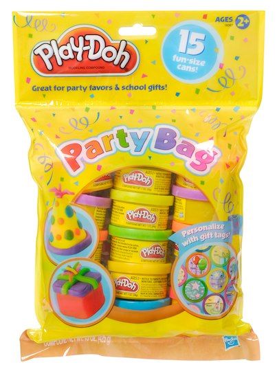 play - doh party bags are packed in yellow packaging