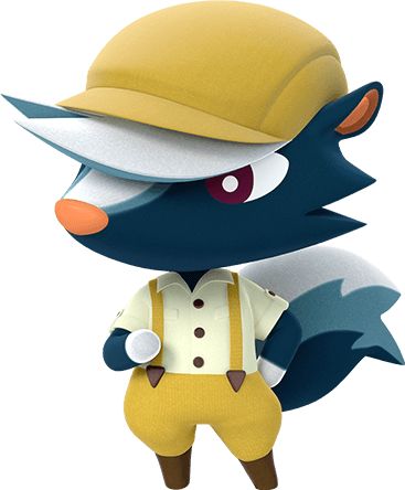 an animal with a hat and overalls standing in front of a white background