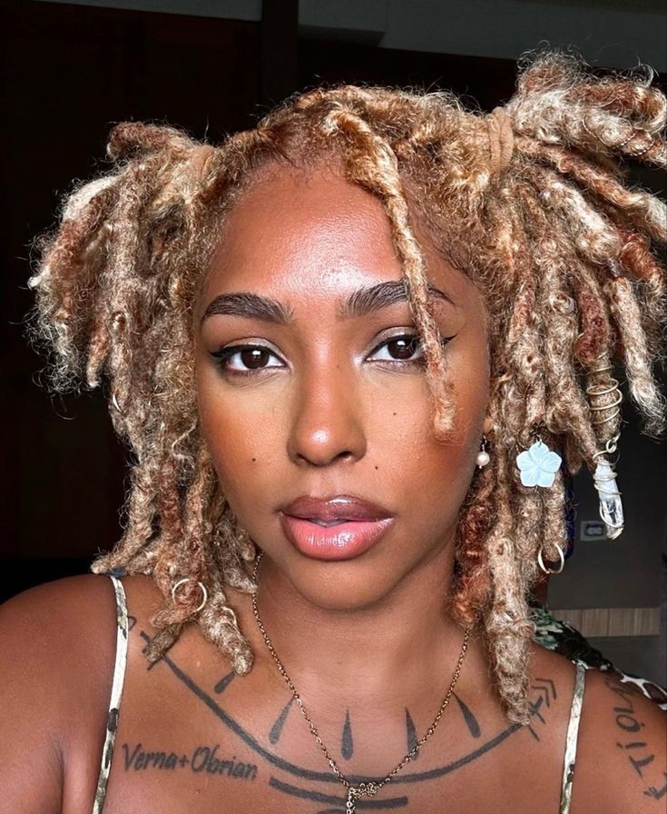 Brown Locs, Blonde Locs, Dyed Dreads, Blonde Dreadlocks, Blonde Dreads, Short Locs, Twisted Hair, Dreads Girl, Big Box Braids Hairstyles