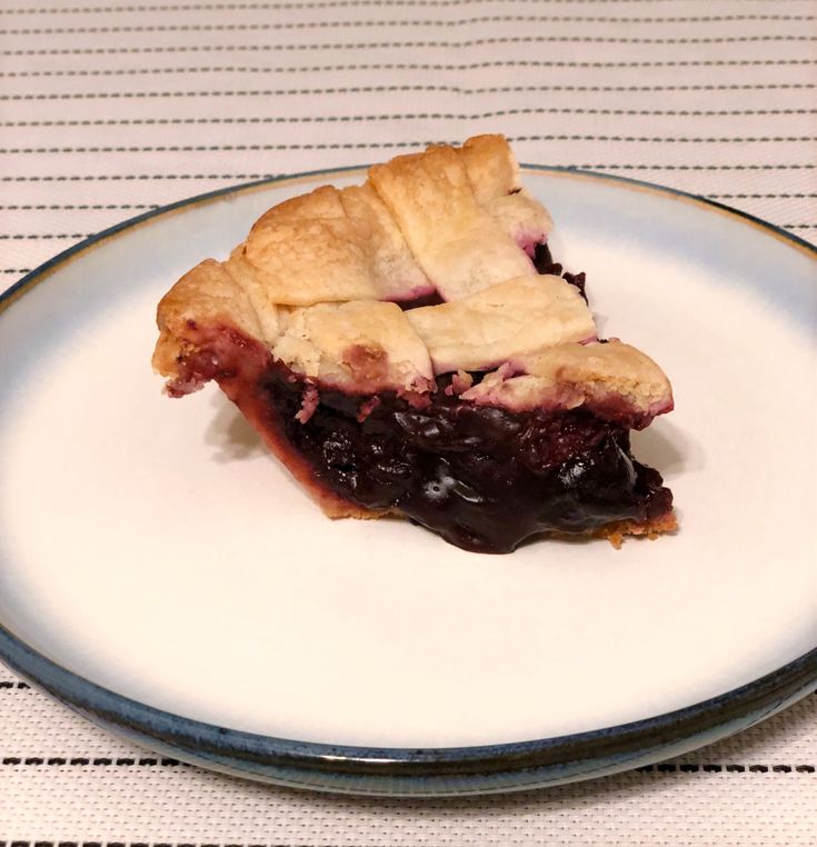 a piece of pie sitting on top of a white plate