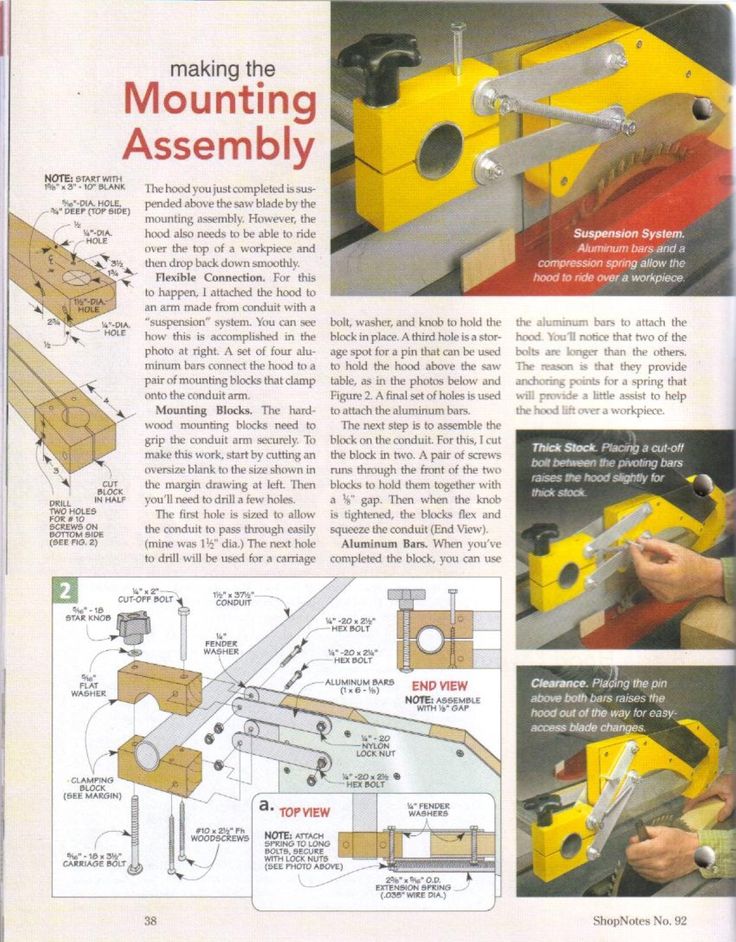 an instruction manual for making the mounting assembly on a table top with instructions to make it