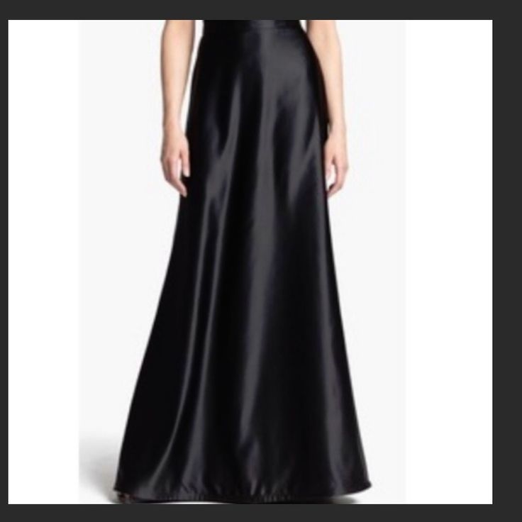 50) 100 Polyester Elegant Black A-line Skirt, Elegant Black Bottoms For Cocktail, Elegant Black Cocktail Bottoms, Black Full-length Maxi Skirt For Formal Occasions, Black Full Length Lined Skirt, Black Formal Maxi Skirt, Black Sleek Fitted Maxi Skirt, Black A-line Skirt For Formal Occasions, Sleek Black Long Skirt