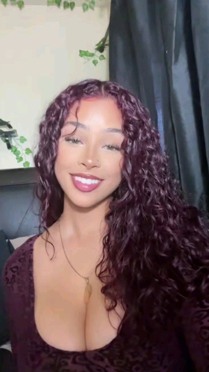 Dark Maroon Curly Hair, Xoxo.barb 🅿️, Curly Maroon Hair, Maroon Hair Color Burgundy, Dark Cherry Red Hair Curly, Dark Maroon Hair Burgundy, Black Cherry Hair Color Curly Hair, Wine Red Hair Curly, Deep Red Curly Hair