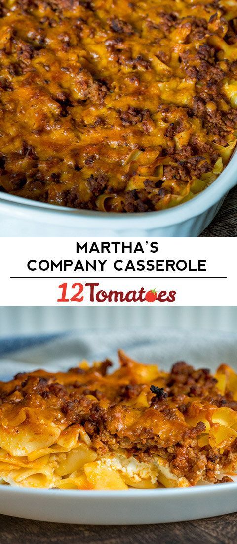 two images showing different types of casserole with cheese on top and bottom, one is