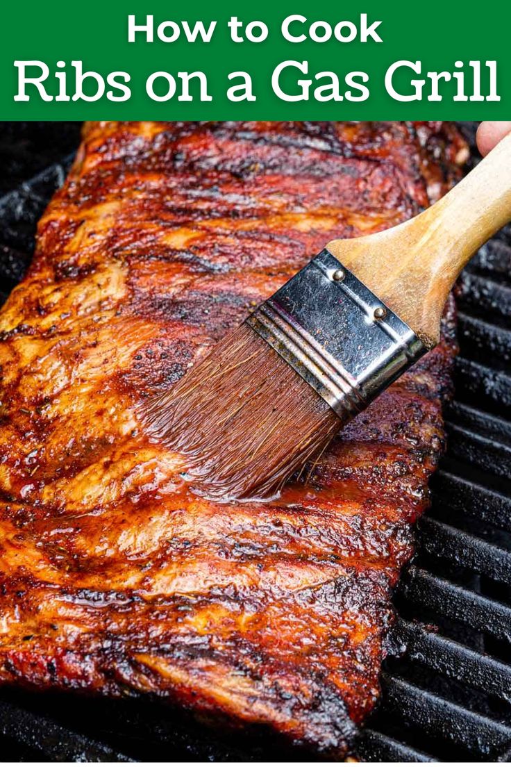 a person using a brush to clean the ribs on a bbq grill with tongs