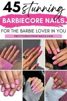 #nail #nailideas #nailsideas #nailinspo #nailsinspiration Barbie Nail Inspiration, Barbie Square Nails, Barbie Nails Design Ideas Simple, Subtle Barbie Nails, Pink Barbie Themed Nails, Barbie Inspired Nails Almond, Barbie French Tip Nails, Simple Barbie Nails, Barbie Inspired Nails Short