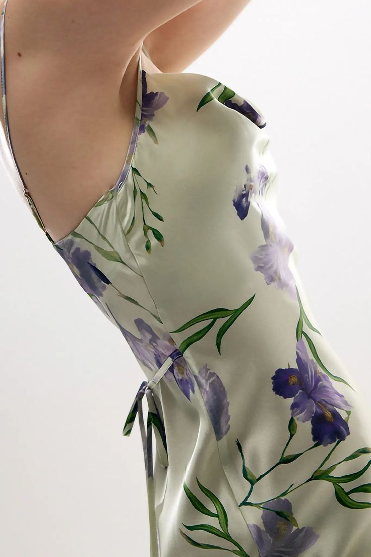 Charming Spring-Summer Silk Swing Neckline Printed Dress Embrace summer romance with this Charming Spring-Summer Mulberry Silk Swing Neckline Printed Dress, featuring serene base colors adorned with blossoming orchids for a tranquil aura. The artful elegance, natural freshness, and refined sophistication showcase the unique beauty of femininity. Delicate shoulder straps frame a slender neckline, while the generous silhouette accentuates your curves. The subtly flared hemline and clean, precise t Printed Slip Dress, Summer Romance, Unique Beauty, Printed Dress, Mulberry Silk, Floral Printed, Dresses Xs, Sage Green, Jumpsuits For Women