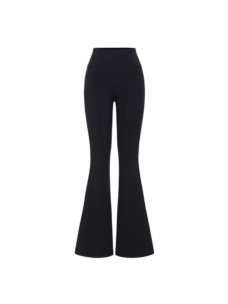 MO&Co. Women's Super Stretch Flared Pants Made with comfortable and stretchy fabric, these high-waisted pants are perfect for any occasion. The flattering flare silhouette and classic black color make them versatile for both casual and dressy outfits. Features : - High waist, full length- Stretchy slim flared silhouette Code: MBC4PAT021The back length of size M is 105cmMATERIALS & CARE Material: 89.5% Polyamide 10.5% SpandexREMINDER: All items are measured manually. Please note that it's reasona Black Flare Pants Aesthetic, Flare Black Pants Outfit, Black Classic Pants, Black Flared Leggings Outfit, Black Flare Pants Outfit, Flared Black Pants, High Waist Black Pants, Flare Pants Outfits, Flair Leggings