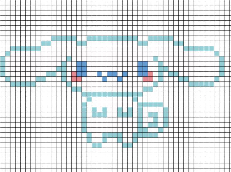 a cross stitch pattern with blue and red squares in the shape of an elephant's head