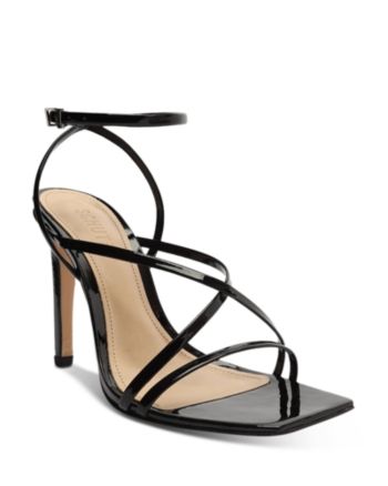 Schutz Women's Bari Strappy High Heel Sandals Chic Double Strap Sandals For Night Out, Designer Strappy Sandals With Heel Strap, Black Double Strap Sandals For Party, Black Double Strap Evening Sandals, Chic Double Strap Sandals For Evening, Chic Double Strap Evening Sandals, Modern Double Strap Sandals For Party, Strappy Sandals With Wrapped Heel For Cocktail, Chic Strappy Sandals For Cocktail