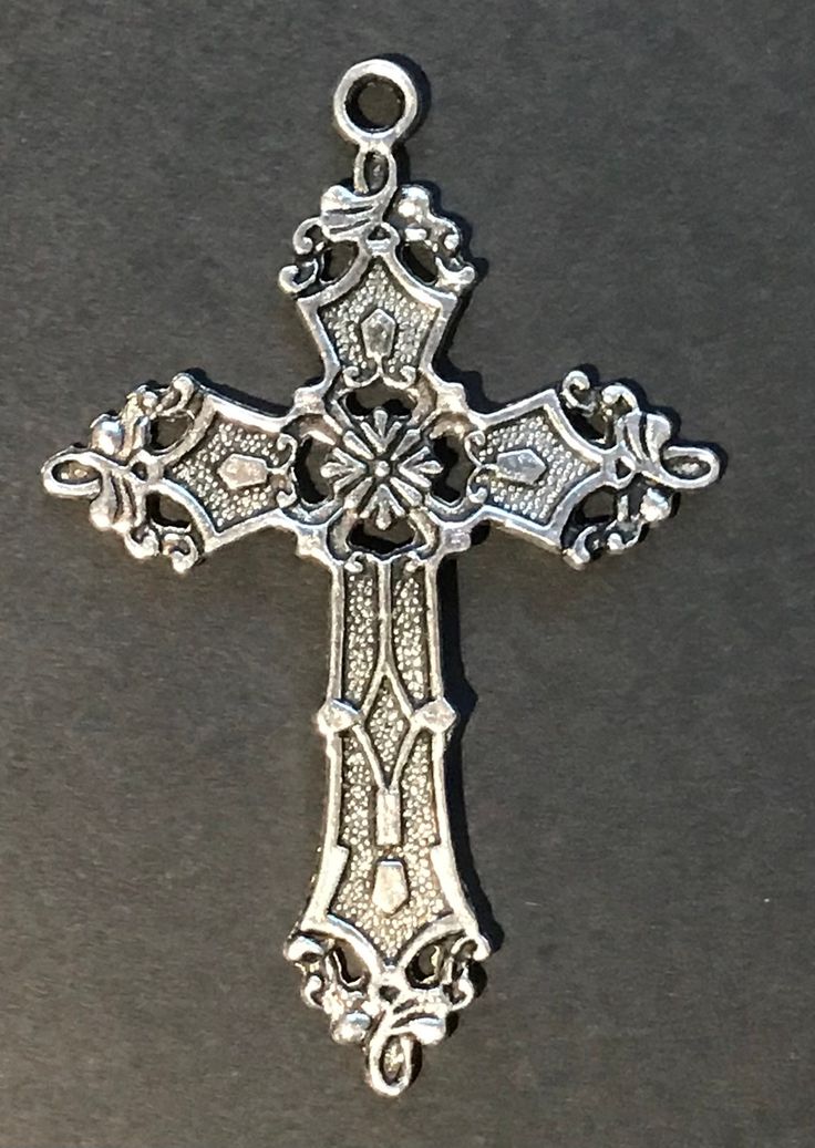 Large zinc cross lightweight 2in x 1.5in charm for necklace or earrings  Gothic style Metal Cross Pendant For Jewelry Making, Silver Cross Necklace With Charms, Silver Cross Necklace With Large Pendant, Metal Crucifix Cross Necklace Gift, Metal Crucifix Cross Necklace For Gift, Metal Crucifix Cross Necklace As Gift, Spiritual Cross Jewelry In Metal, Nickel-free Metal Cross Pendant Necklace, Nickel-free Metal Cross Pendant Jewelry