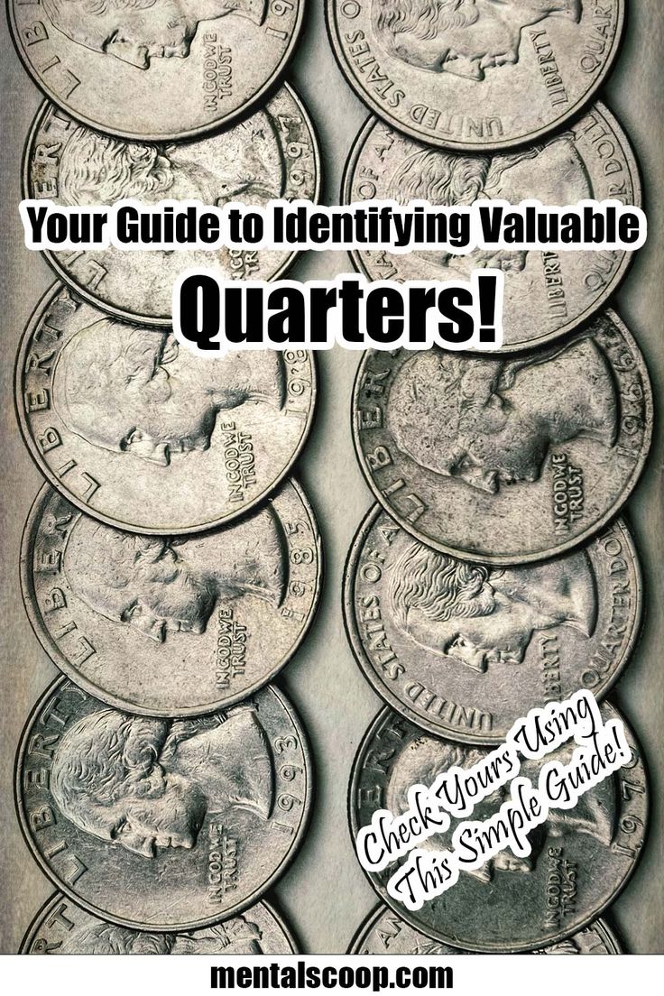 quarters with the words your guide to identifying valuable quarters on it and an image of them