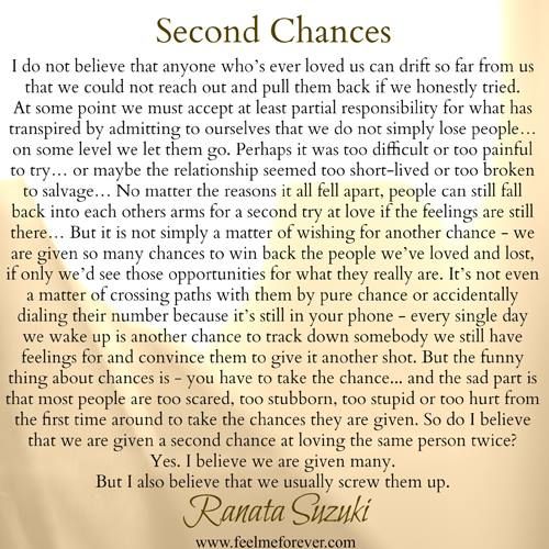 a poem written in gold and white with the words second chance