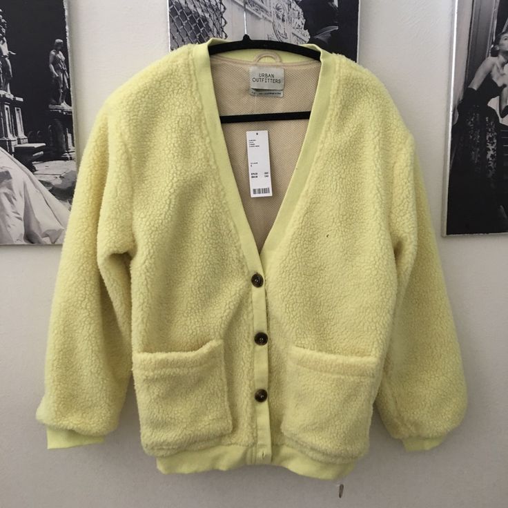 New With Tags** From Urban Outfitters. Super Cozy Sherpa Like Exterior Cardigan. Super Warm. Size Small. Relaxed Fit. It’s Not Cold Here And I Never Got To Wear It. So I’m Selling. Also On The Back Of One Sleeve There Is A Slight Marking. It Was Was Purchased This Way. Sold Out Yellow Winter Sweater For Loungewear, Yellow Sweater For Winter Loungewear, Yellow Winter Loungewear Sweater, Yellow Relaxed Fit Outerwear For Fall, Yellow Casual Cardigan With Pockets, Casual Yellow Cardigan With Pockets, Yellow Winter Cardigan With Pockets, Yellow Relaxed Fit Winter Sweater, Yellow Relaxed Fit Outerwear With Pockets