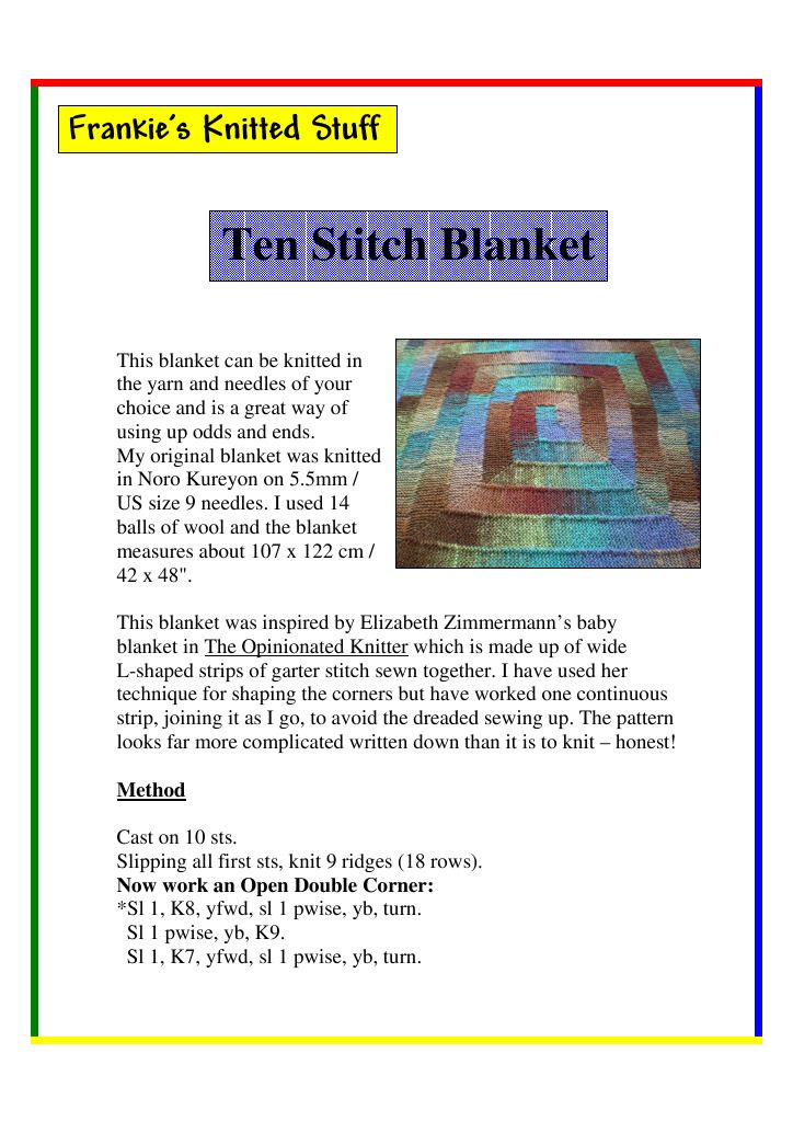 an article about the ten stitch blanket