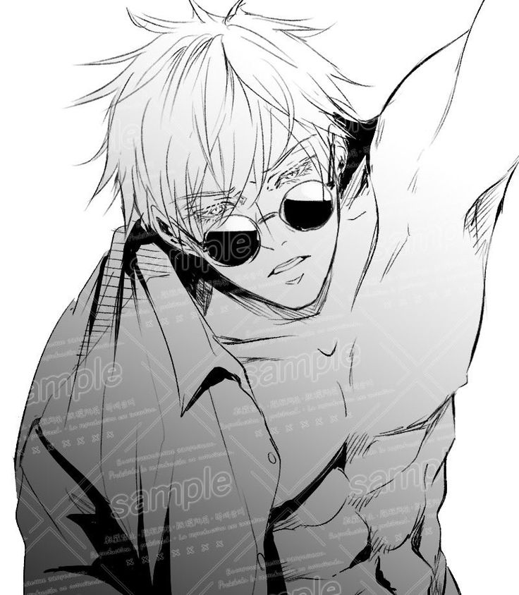 an anime character with sunglasses on his face and hair in black and white, looking at the