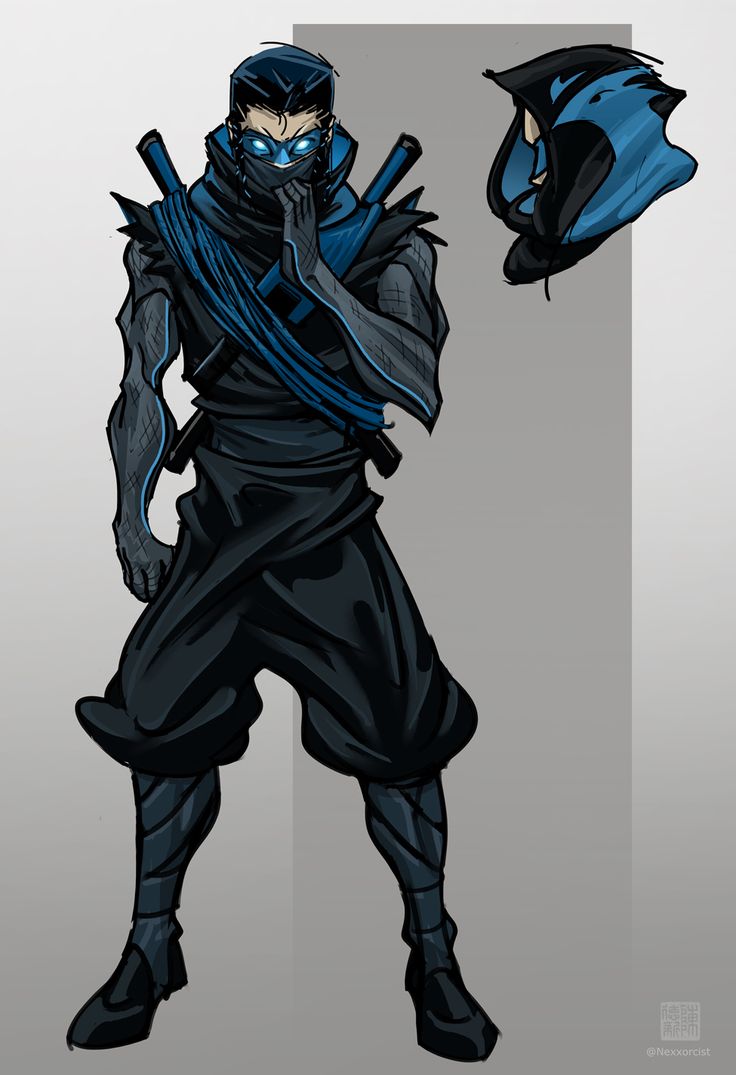 a drawing of a man in blue armor holding a bat and wearing a mask with his hands