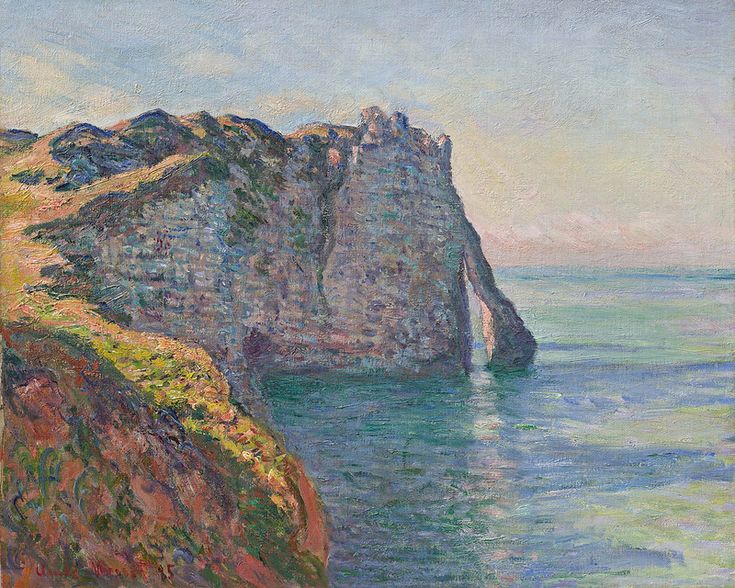 an oil painting of cliffs on the coast