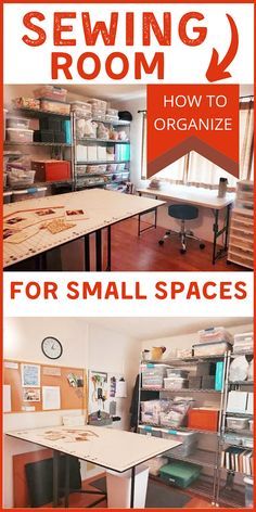 the sewing room and how to organize it for small spaces with lots of storage space