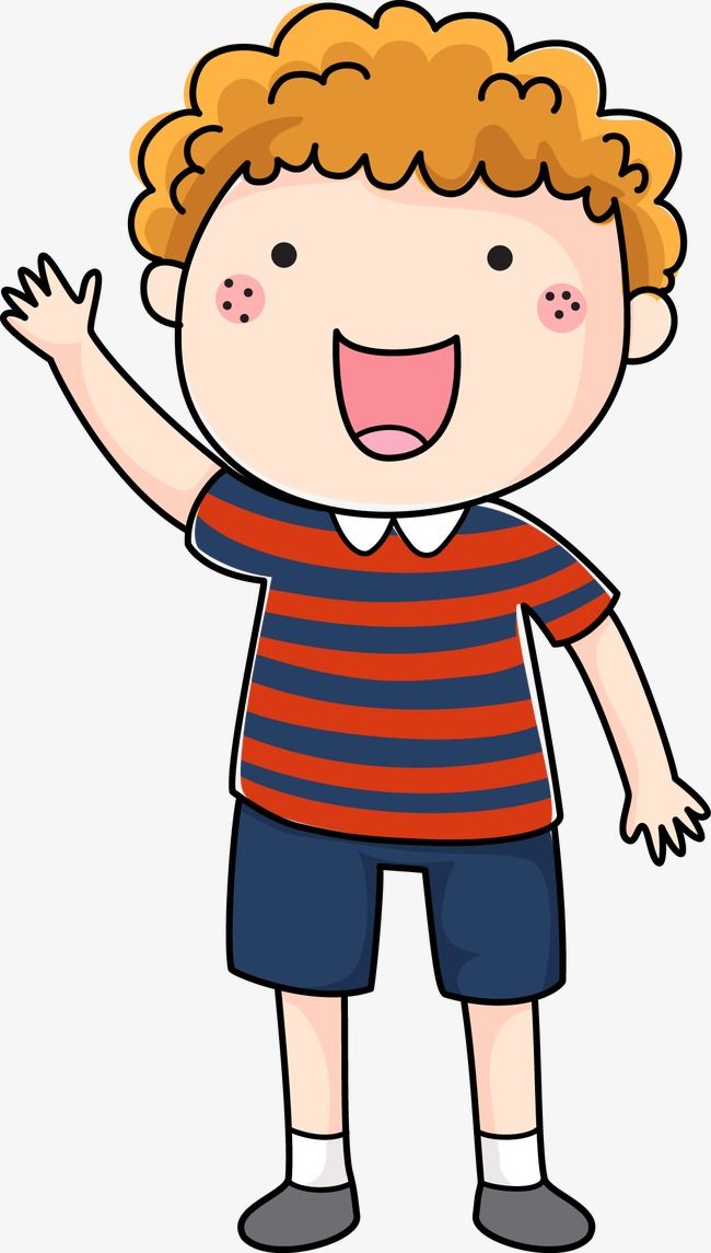 a young boy with his hands up in the air, smiling and wearing striped shirt