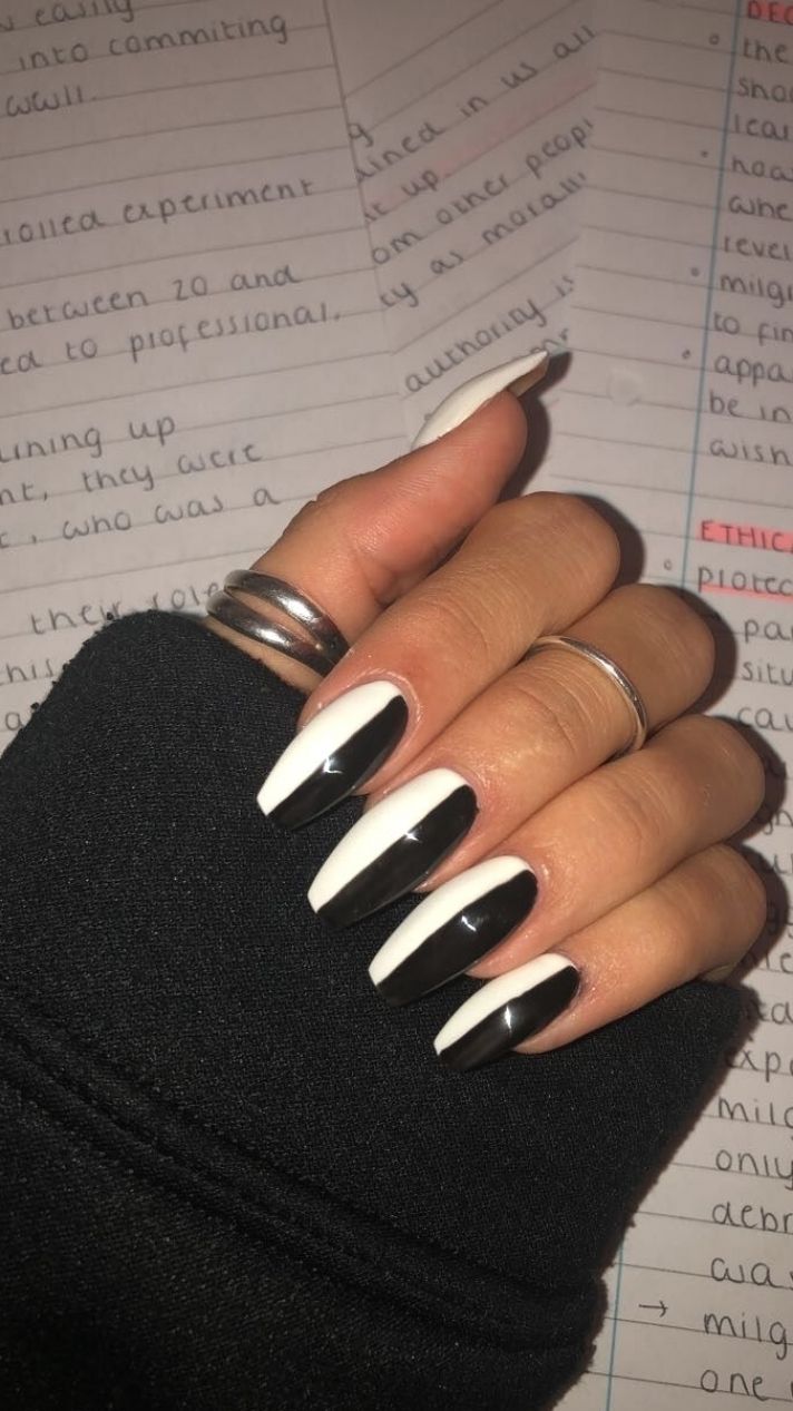 jaden hossler hehehe #acrylicnails #nailideas #nailart Black Coffin Nails, Black Acrylic Nails, White Acrylic Nails, Simple Acrylic Nails, Black Nail Designs, Acrylic Nails Coffin Short, Acrylic Nails Coffin, Luxury Nails, Pretty Acrylic Nails