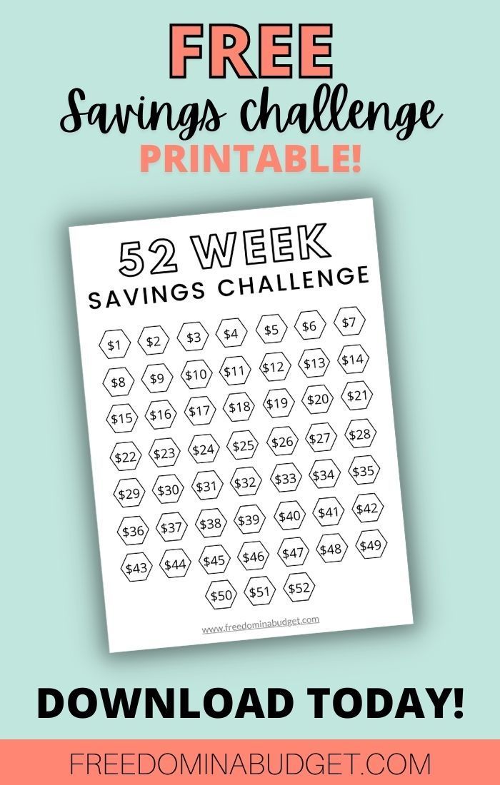 the free savings challenge printable is shown