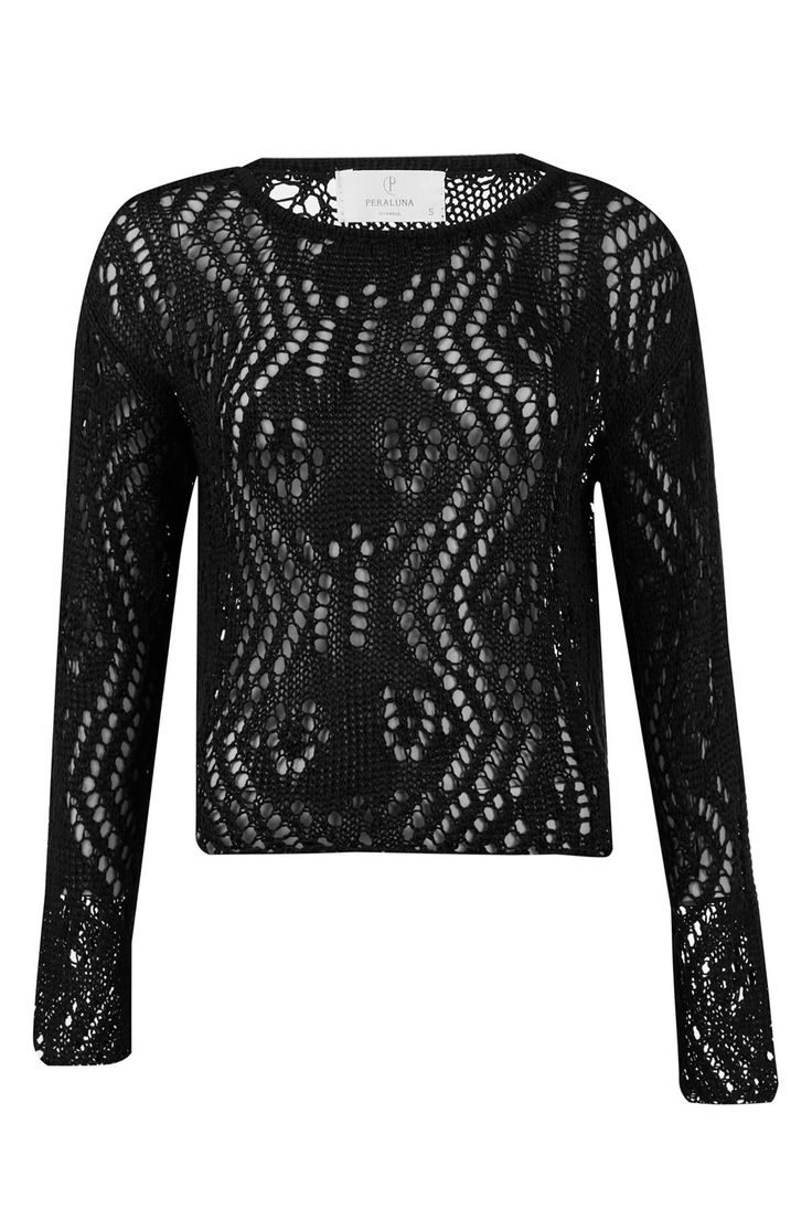 Elevate your wardrobe with the sophisticated charm of our Amy Top Openwork Knitted Blouse in Black. This exquisite blouse combines intricate design with luxurious comfort, making it a versatile addition to any fashion-forward closet.  Crafted from high-quality, soft yarn, the Amy Top features an elegant openwork knit pattern that adds a touch of sophistication and breathability. Perfect for pairing with a variety of outfits. Designed with a flattering, relaxed fit, this blouse drapes beautifully on all body types, providing both style and comfort.  The Amy Top includes thoughtful details such as a round neckline and subtle ribbed edges that enhance its timeless appeal.   12807005 100% Dralon Acrylic  Hand wash program only. Wash inside out. Wash with similar colors. Iron inside out. Do NOT Elegant Pointelle Knit Tops For Night Out, Elegant Pointelle Knit Top For Party, Chic Pointelle Knit Top For Party, Black Fine Knit Top For Evening, Elegant Long Sleeve Open Knit Sweater, Black Mesh Top With Long Sleeves And Lace Detail, Long Sleeve Pointelle Knit Tops For Night Out, Elegant Pointelle Knit Layering Top, Elegant Pointelle Knit Tops For Layering