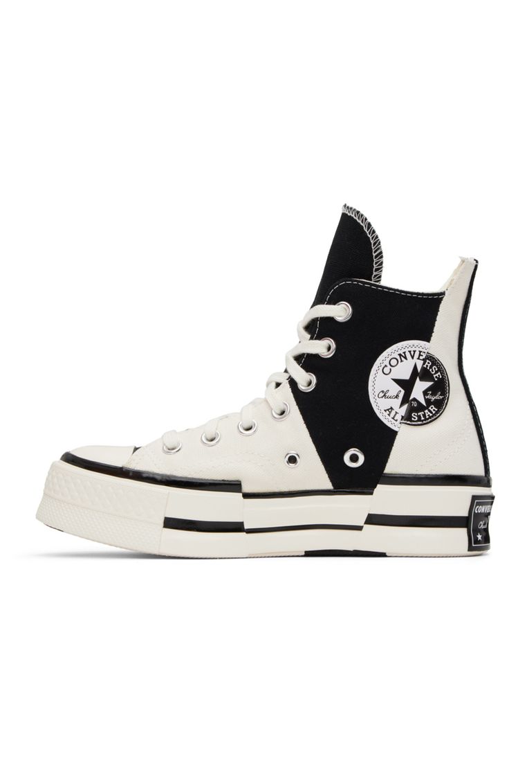 Converse: Black & White Chuck 70 Plus Sneakers | SSENSE Converse High-top Sneakers For Streetwear With Rubber Heel Cap, Converse High-top Sneakers With Rubber Heel Cap For Streetwear, Urban Canvas Sneakers With Rubber Heel Cap, Canvas High-top Sneakers With Rubber Heel Cap For Streetwear, Urban Sneakers With Rubber Toe Cap For Streetwear, Urban Canvas Shoes With Rubber Toe Cap, Retro Canvas High-top Sneakers With Rubber Toe Cap, Retro Canvas Sneakers With Rubber Toe Cap, Converse High-top Sneakers For Sports