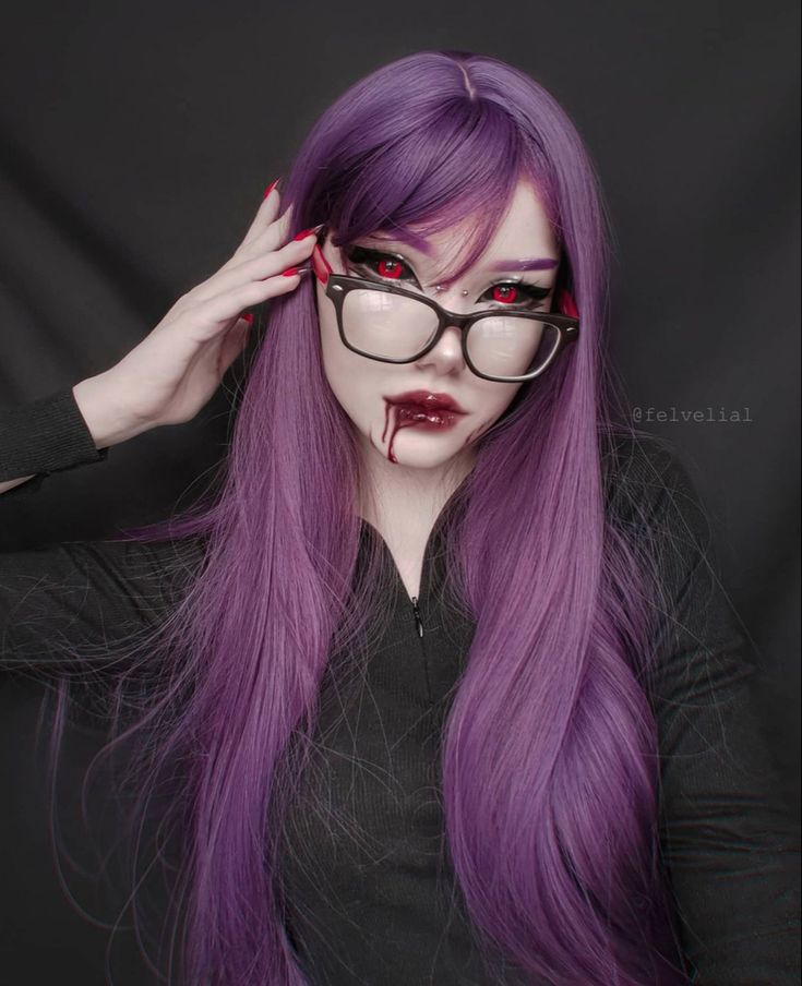 Wig Review, Purple Goth, Fashion Purple, Purple Wig, Anime Halloween, Anime Cosplay Costumes, As Pictures, Size Difference, Cute Cosplay