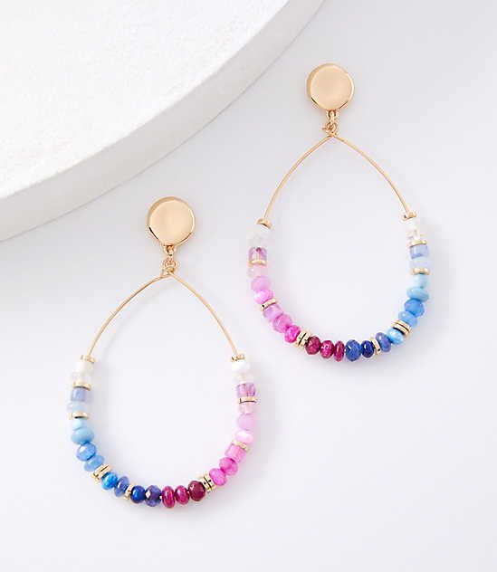 In dreamy ombre, these teardrop earrings are a statement in modern bohemian chic. 2 3/4" drop.,Imported:Imported Loft Ombre Teardrop Earrings Magenta Shadow Women's by Loft Size Regular - One Size Magenta Shadow Women's Earrings, Jewelry Beaded Teardrop Earrings For Summer, Summer Beaded Teardrop Earrings, Summer Teardrop Beaded Earrings, Multicolor Teardrop Earrings With Dangling Beads, Trendy Teardrop Earrings For Spring, Trendy Teardrop Chandelier Earrings, Bohemian Teardrop Earrings For Summer, Spring Trendy Teardrop Earrings, Multicolor Dangle Teardrop Earrings For Summer