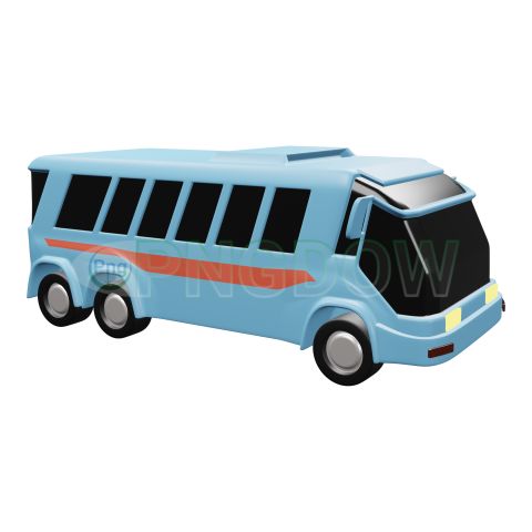 a blue toy bus is shown on a white background