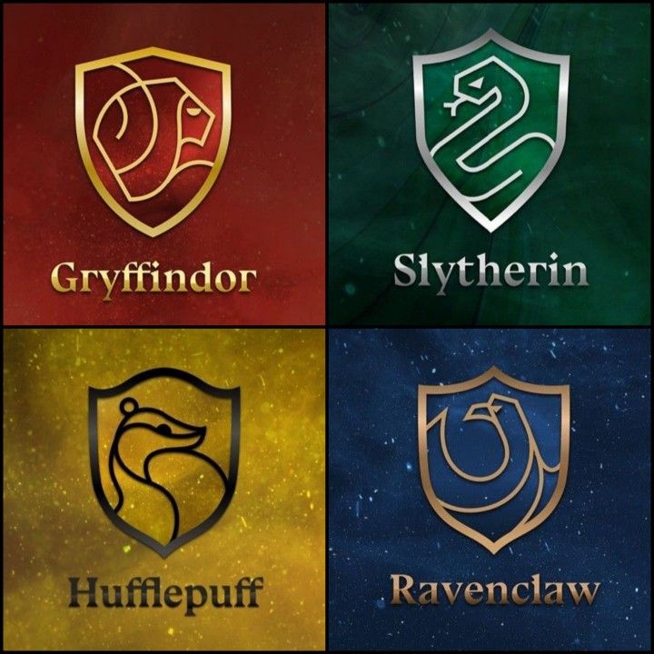 four different types of logos with the names of them in gold, green and red