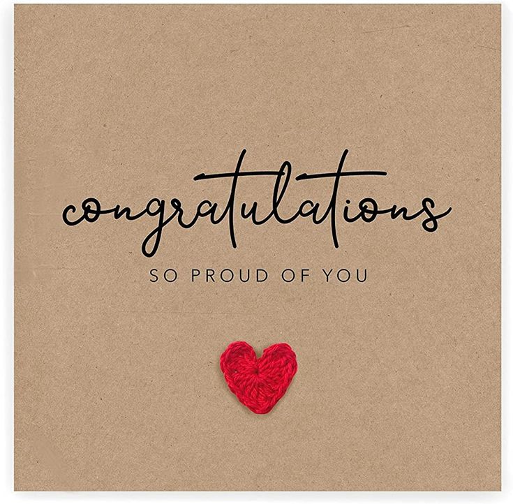 congratulations card with a red heart on it and the words, congratulationss so proud of you