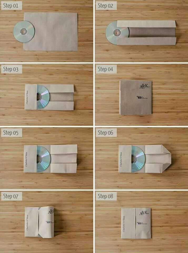 the instructions for how to make an origami cd holder with paper and tape