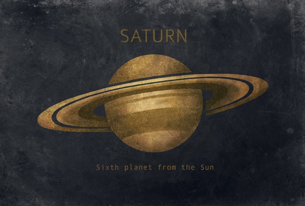 saturn from the sun on a black and gold background with text that reads saturn, taken planet from the sun