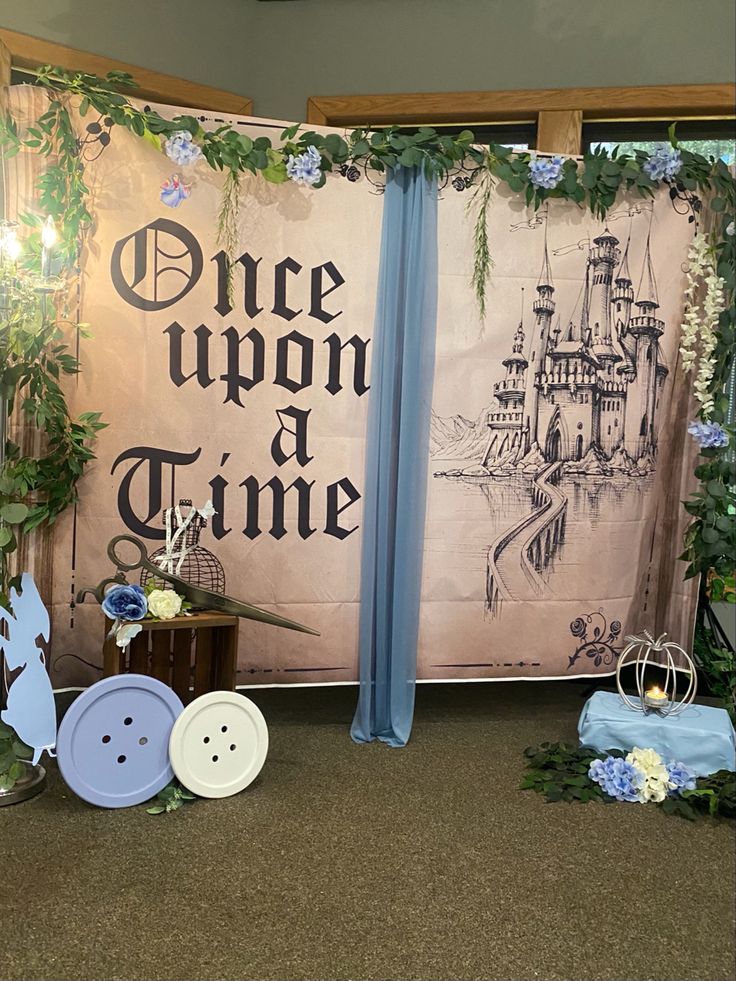 a stage set up for a fairy tale party