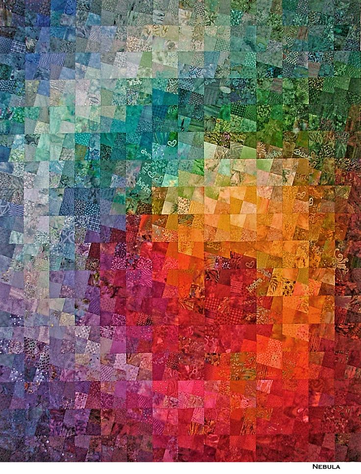 an abstract painting with many different colors and patterns on it's surface, including squares