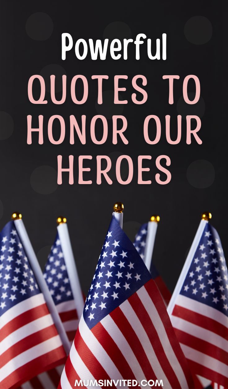 several american flags with the words powerful quotes to honor our hero's on them