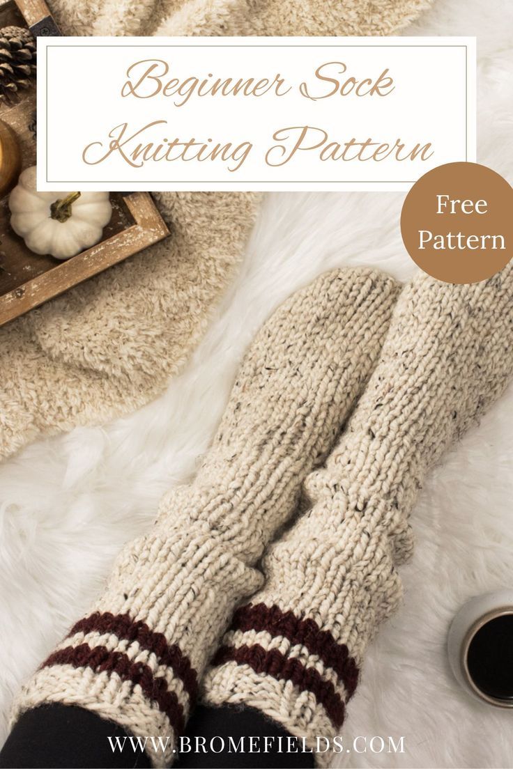 someone is knitting socks with text overlay that reads, beginner sock knitting pattern free pattern