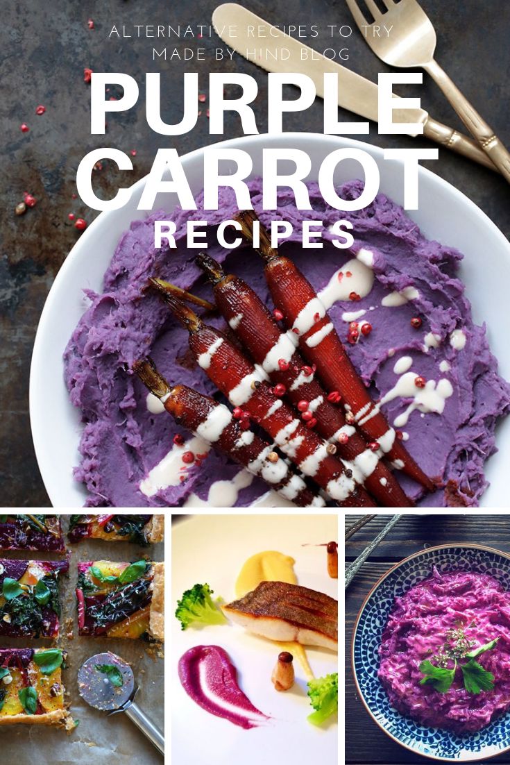 purple carrots and beets are served in different dishes