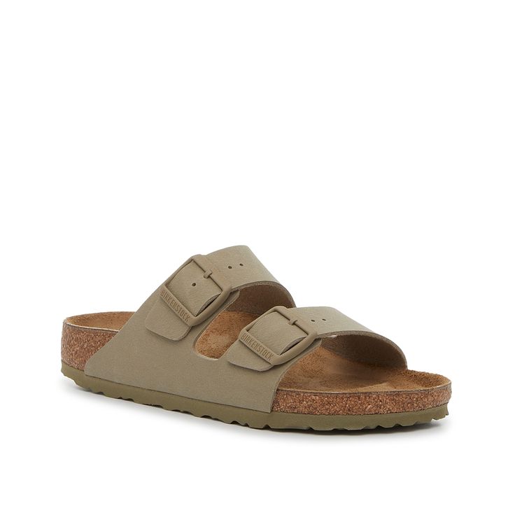 Birkenstock-Arizona Slide Sandal - Women's The classic footbed sandal look from Birkenstock never goes out of style! Comfy and versatile, the women's Arizona flat sandal will become your new go-to slide! Classic Beach Footbed Sandals With Textured Footbed, Classic Flat Heel Synthetic Sandals, Classic Cushioned Sandals With Synthetic Material, Classic Synthetic Sandals With Leather Footbed, Classic Flat Footbed Sandals For Spring, Classic Spring Footbed Sandals With Textured Footbed, Classic Synthetic Footbed Sandals For Spring, Classic Open Toe Flip Flops With Cushioned Footbed, Classic Flat Sandals With Textured Footbed