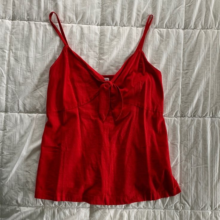 True Red Color. Adjustable Straps. Tie Feature At Front. Red Spaghetti, True Red, Old Navy Tops, Navy Tops, Red Color, Spaghetti Strap, Old Navy, Adjustable Straps, Spaghetti