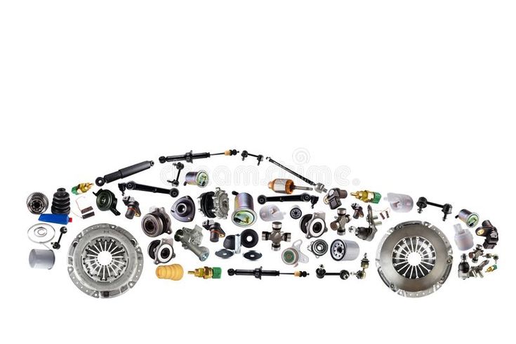 a car made out of various parts on a white background stock photos and royalty illustrations