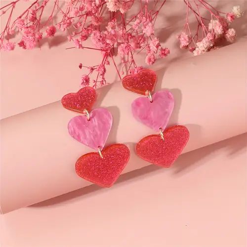 Temu | Explore the Latest Clothing, Beauty, Home, Jewelry & More Large Dangle Earrings, Bridal Earrings Chandelier, Red Heart Earrings, Crystal Bridal Earrings, Costume Earrings, Teardrop Dangle Earrings, Heart Dangle Earrings, Heart Shaped Earrings, Acrylic Jewellery