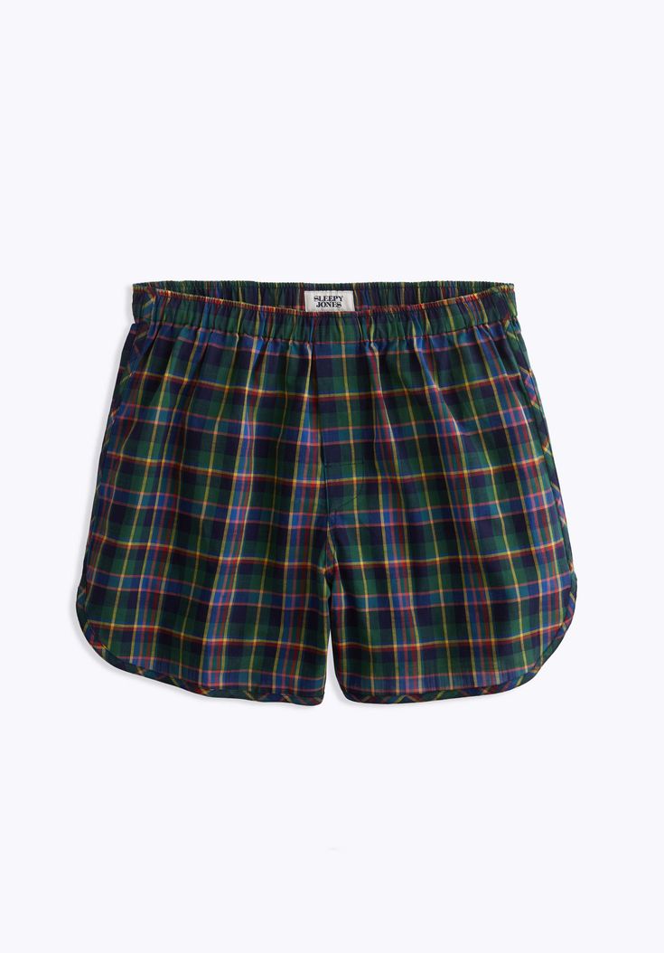 The Walt is a throwback to the classic track short boxer. It's comfy fit and contrast binding make for some stylish soft-pedaling. Soft cotton, covered waistband, and button fly. This is cut as a men's boxer, with extra fabric in the seat. Women should size down if wearing as a sleep short. Marceline Fashion, Sleepy Jones, Designer Loungewear, Boxers Women, Womens Boxers, Quality Basics, Large Suitcase, Madras Plaid, Cotton Pajamas