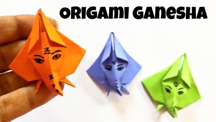 origami ganesha with two different colors