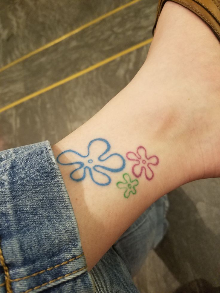 a person with a flower tattoo on their wrist