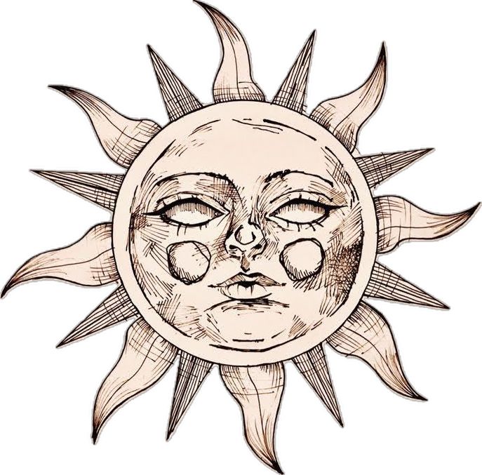 a drawing of the sun with eyes closed