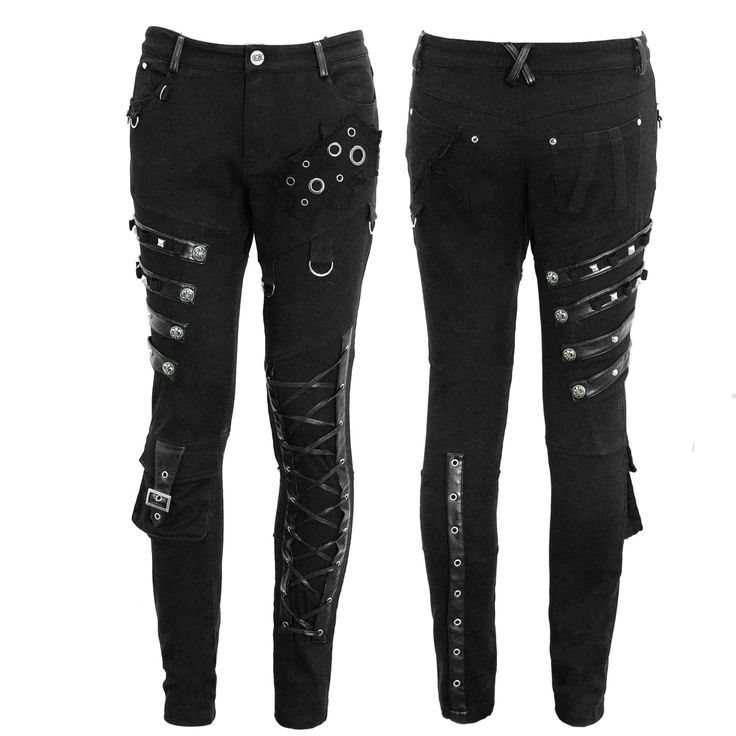 Fully Buckled Pants Killer cargo style trousers with stylish design details - studded straps and synthetic leather buckles, sewn up legs, pocket rivets and ornate buttons. A knee pocket is a handy and practical addition for gigs and festivals. Material: Spandex, Cotton, Synthetic Leather. Brand: Devil Fashion. Size S M L XL 2XL 3XL 4XL Waist 32.7"/83cm 34.6"/88cm 36.6"/93cm 38.6"/98cm 40.6"/103cm 42.5"/108cm 44.5"/113cm Length 42.7"/108.5cm 42.9"/109cm 43.1"/109.5cm 43.3"/110cm 43.5"/110.5cm 43.7"/111cm 43.9"/111.5cm Hipline 38.6"/98cm 40.6"/103cm 42.5"/108cm 44.5"/113cm 46.5"/118cm 48.4"/123cm 50.4"/128cm Gothic Bottoms With Belt Loops For Fall, Gothic Fitted Bottoms With Rivets, Fitted Gothic Bottoms With Rivets, Fitted Bottoms With Rivets For Alternative Fashion, Grunge Bottoms With Pockets For Cosplay, Grunge Pants With Belt Loops For Concerts, Edgy Fitted Bottoms With Rivets, Alternative Cargo Pants For Concerts, Gothic Pants With Belt Loops For Fall